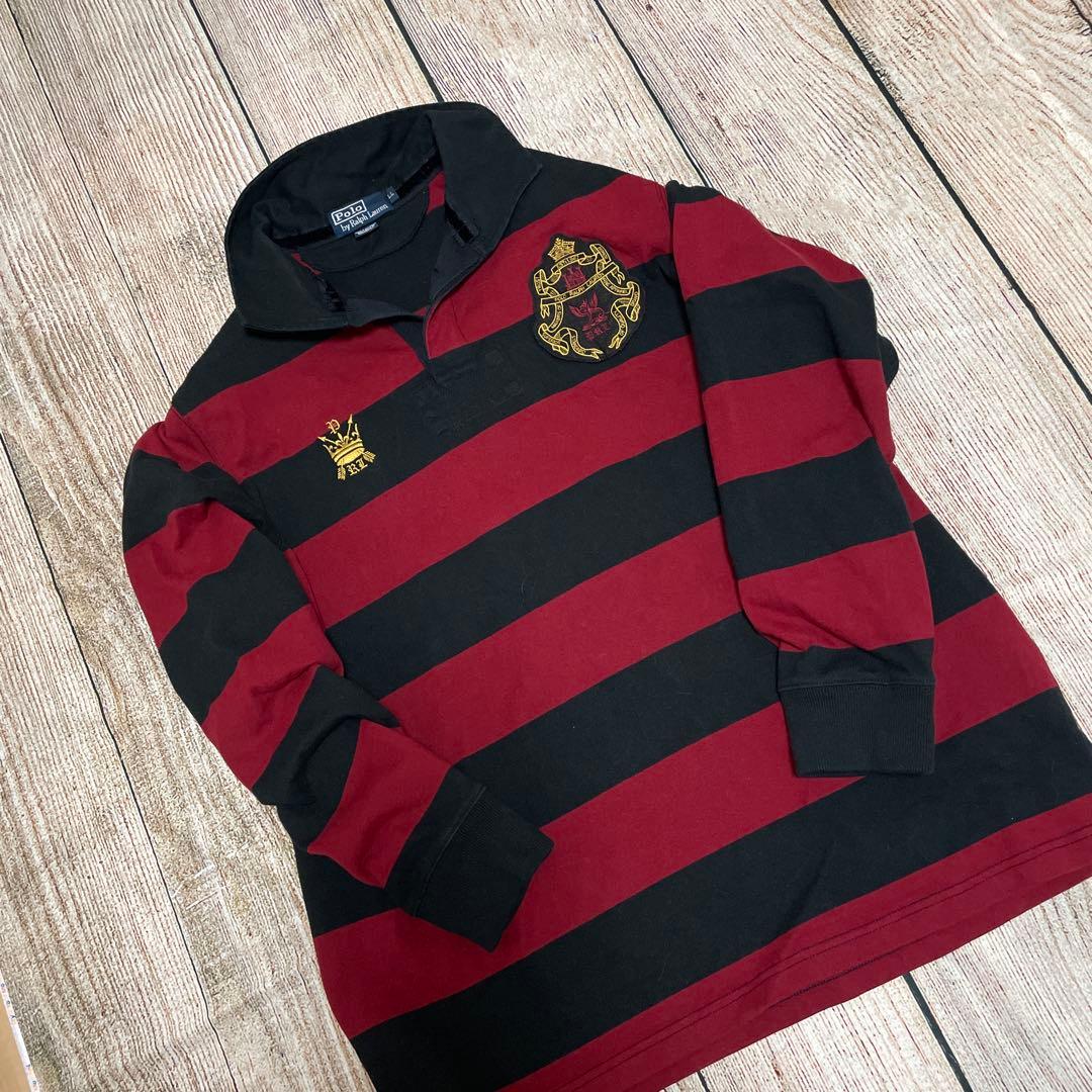 【希少】POLO RALPH LAUREN＊ワイドボーダー＊ラガーシャツ＊XL