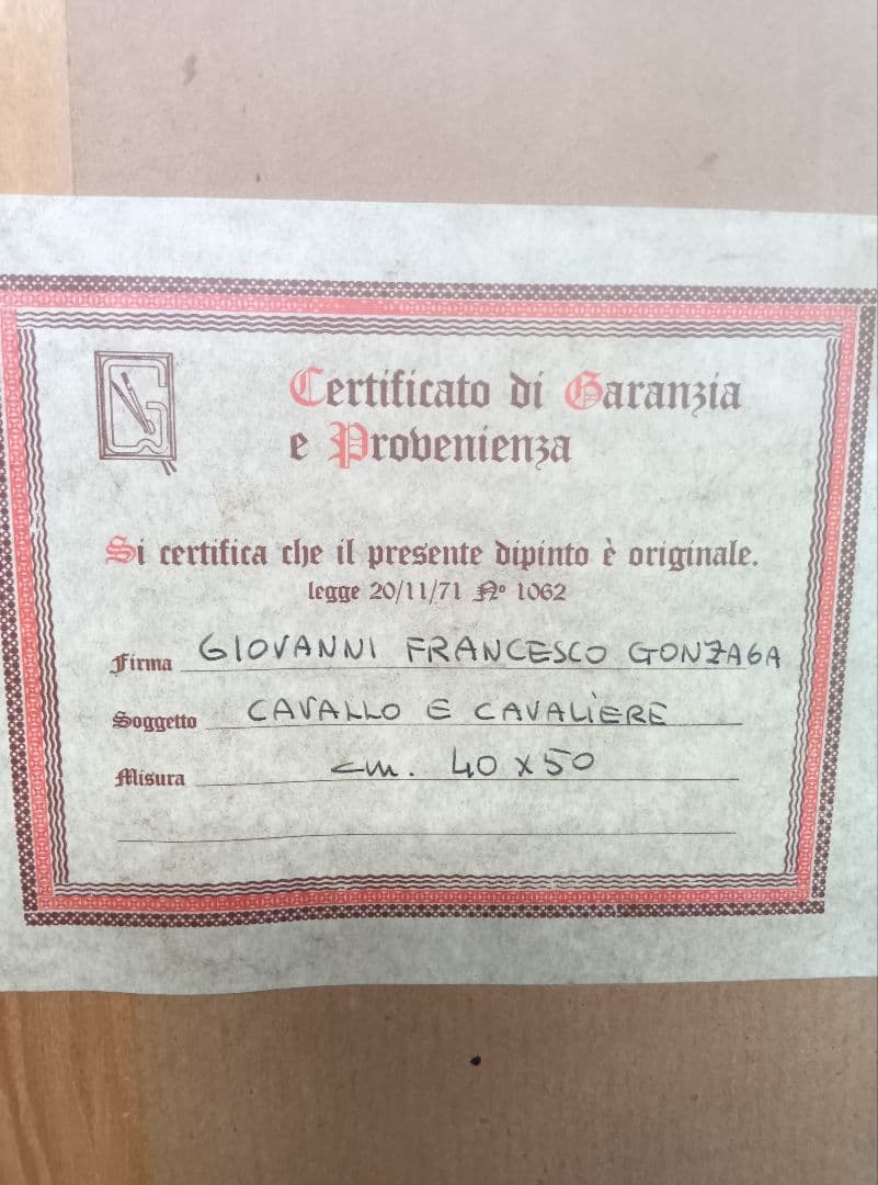 絵画油絵　 イタリアの画家　 ジョンフランシスゴンザガ　 タイトル馬と騎手