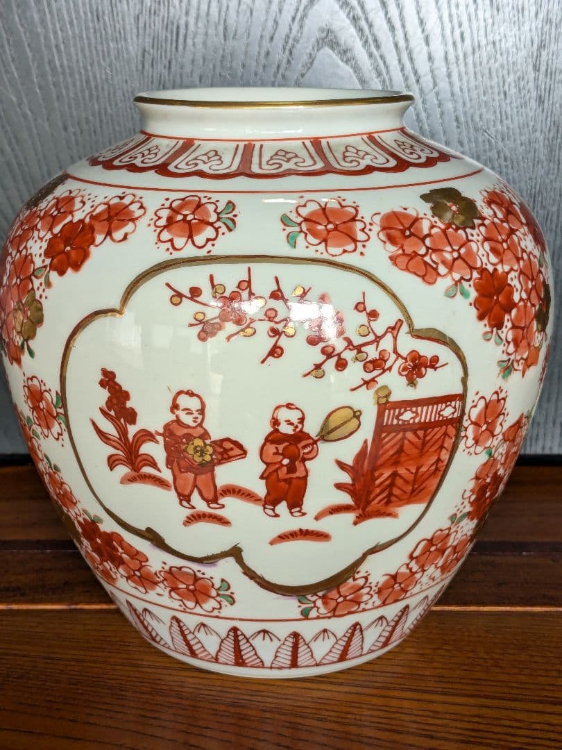 九谷焼 飾り壷 花瓶 栄峰 古物 骨董品