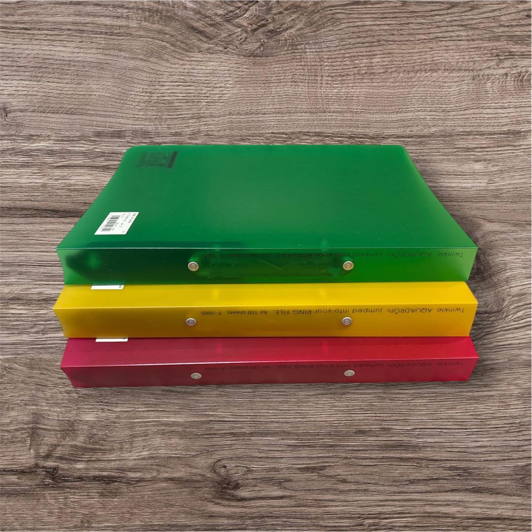 アクアドロップス ツイストリングファイル A4 2穴 3つセット インデックス付