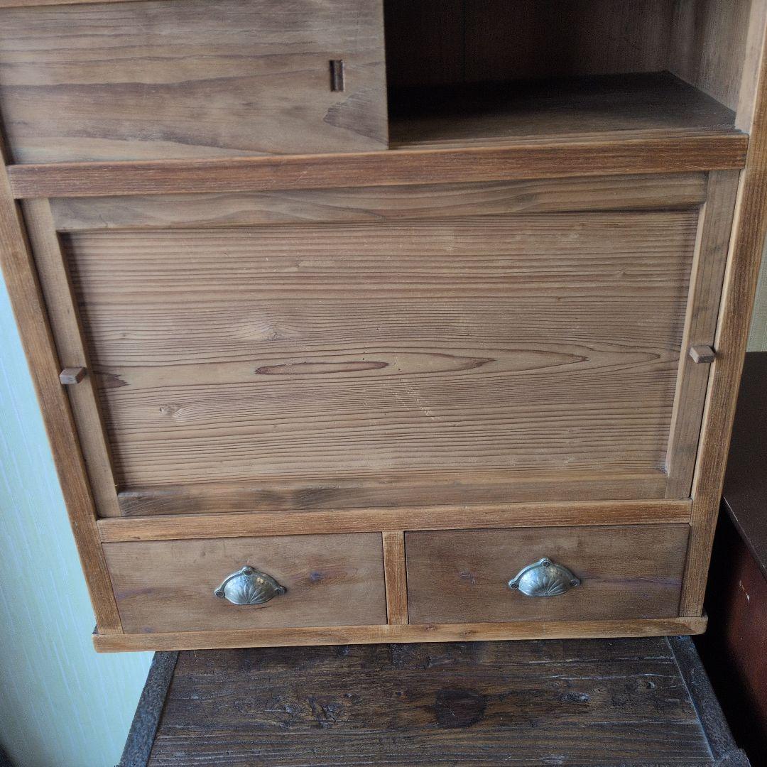 アンティーク大正時代木製茶箪笥 引き出し付き コンパクト