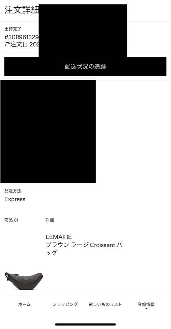 ルメール　クロワッサンバッグ　ラージ