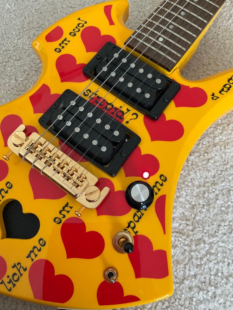 [美品] バーニー YH-JR hideモデル アンプ内蔵ギター イエローハート
