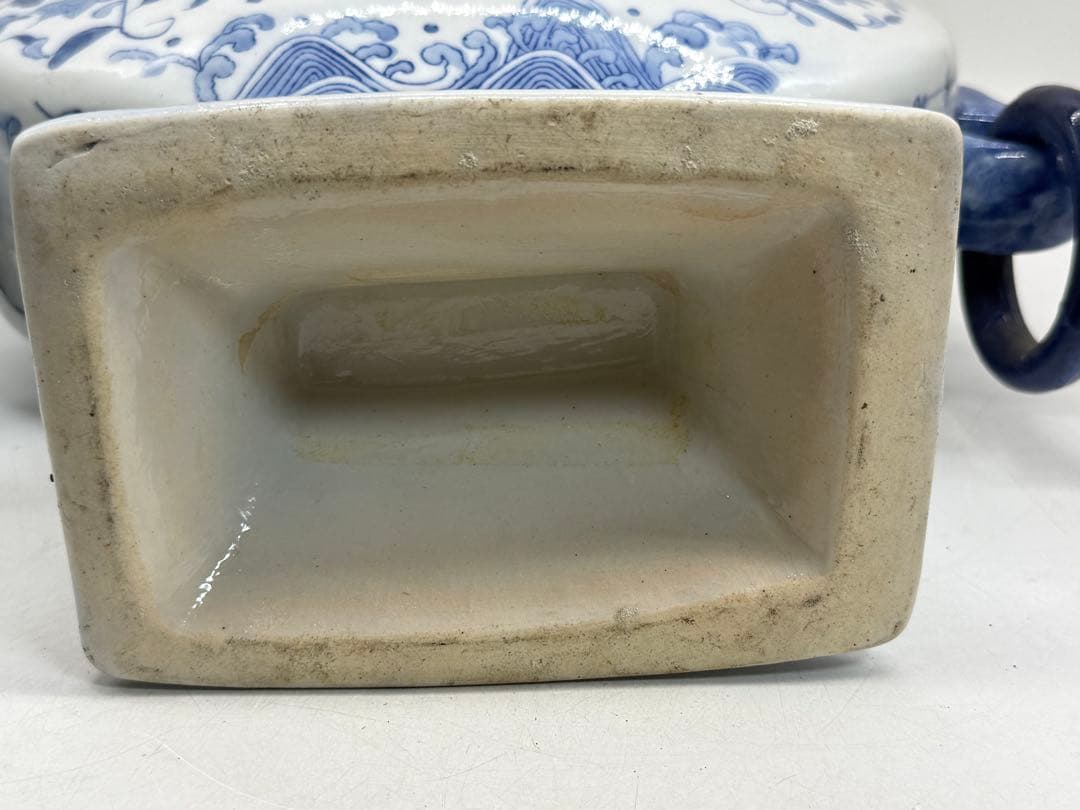 中国　染付　龍紋五管瓶　送料込み