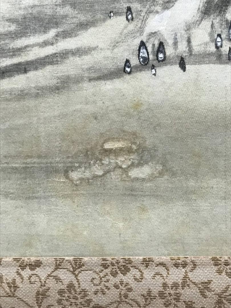 【真作】牧櫻山/雪景山水図/山水図/掛軸/名家伝来/AC-529