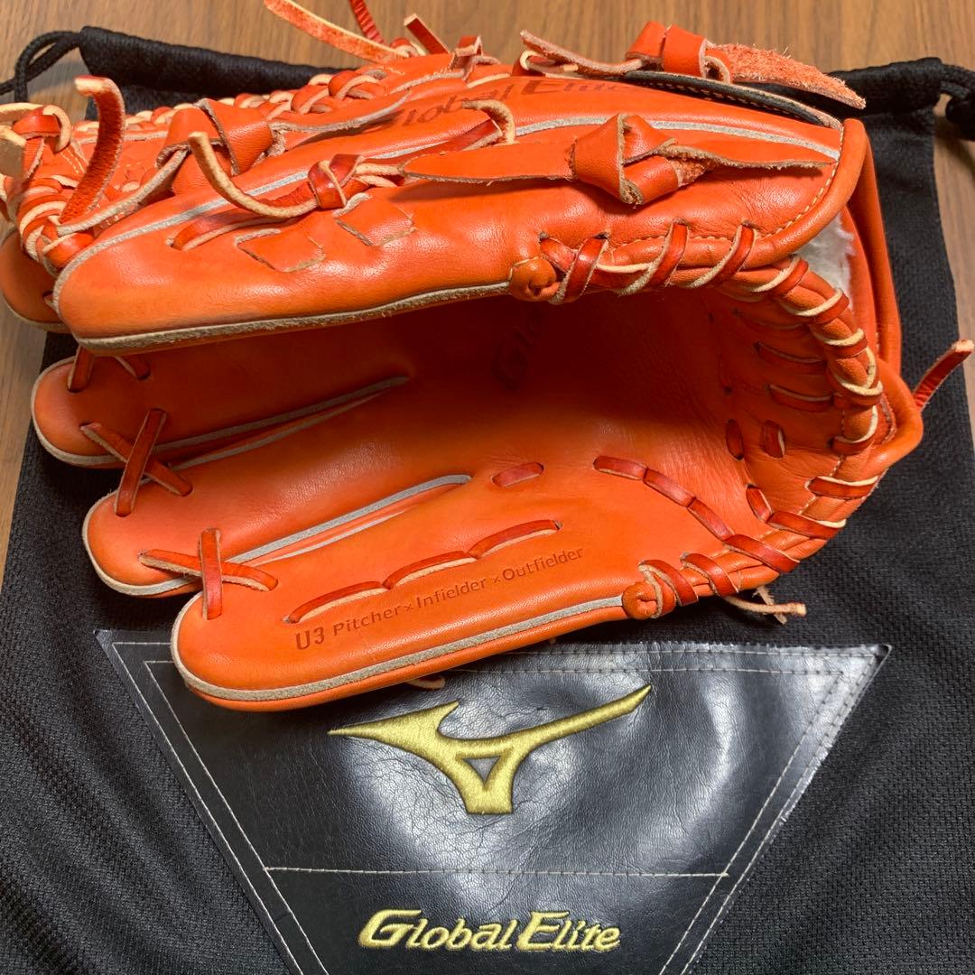 Mizuno Global Elite 軟式グローブ オレンジ