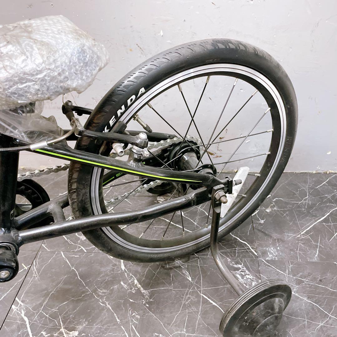 【920】ロードバイク風 子供車 Number ブラック 補助輪付き