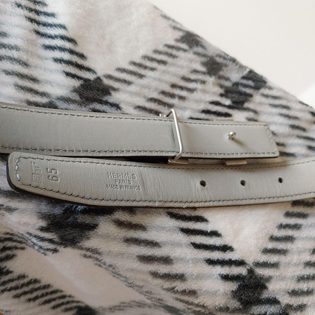 美品【HERMES】Hバックル　レザーベルト　ブラック×シルバー