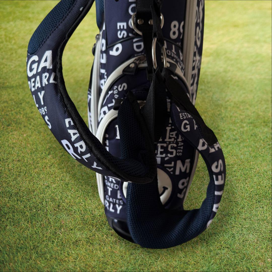 パーリーゲイツ　キャディ バッグ　ショルダー式　スタンド式　軽量　総柄　紺