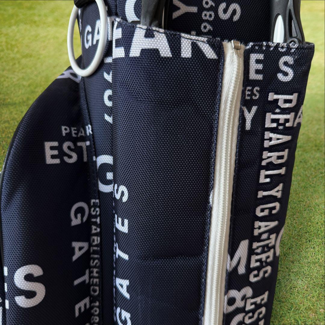 パーリーゲイツ　キャディ バッグ　ショルダー式　スタンド式　軽量　総柄　紺