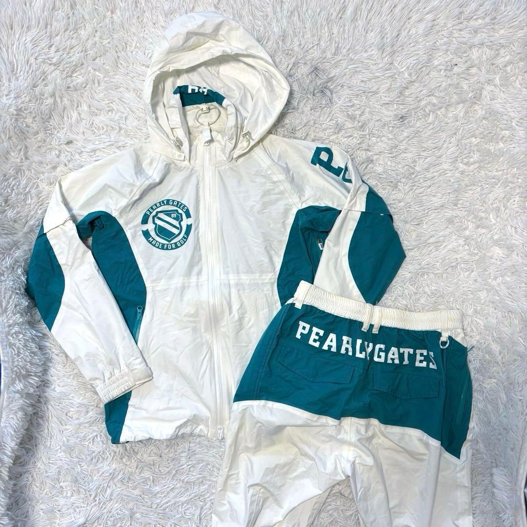 パーリーゲイツ レインウェア セットアップ ブルゾン ホワイト 防水