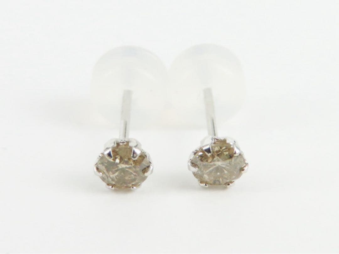 ば*。様 【本物保証】K10WG 天然ダイヤモンド ピアス｜各0.15ct 新品