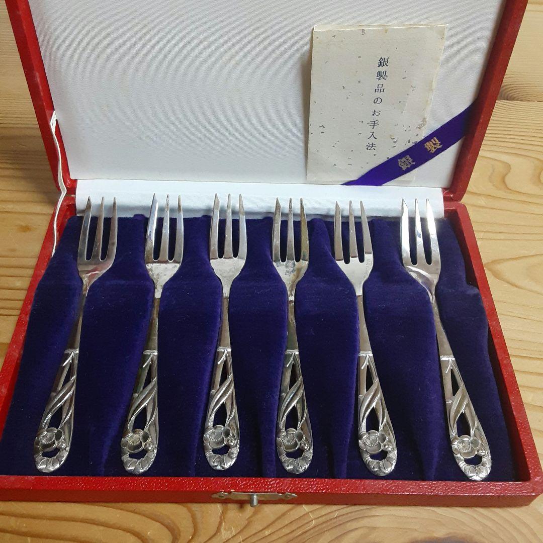 銀製　透かし　松竹梅　フォーク6本