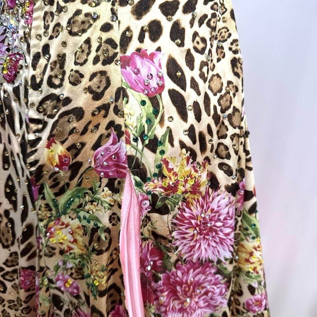 6320★Mピンク ヒョウ柄 花柄 スタンダードドレス 社交ダンス