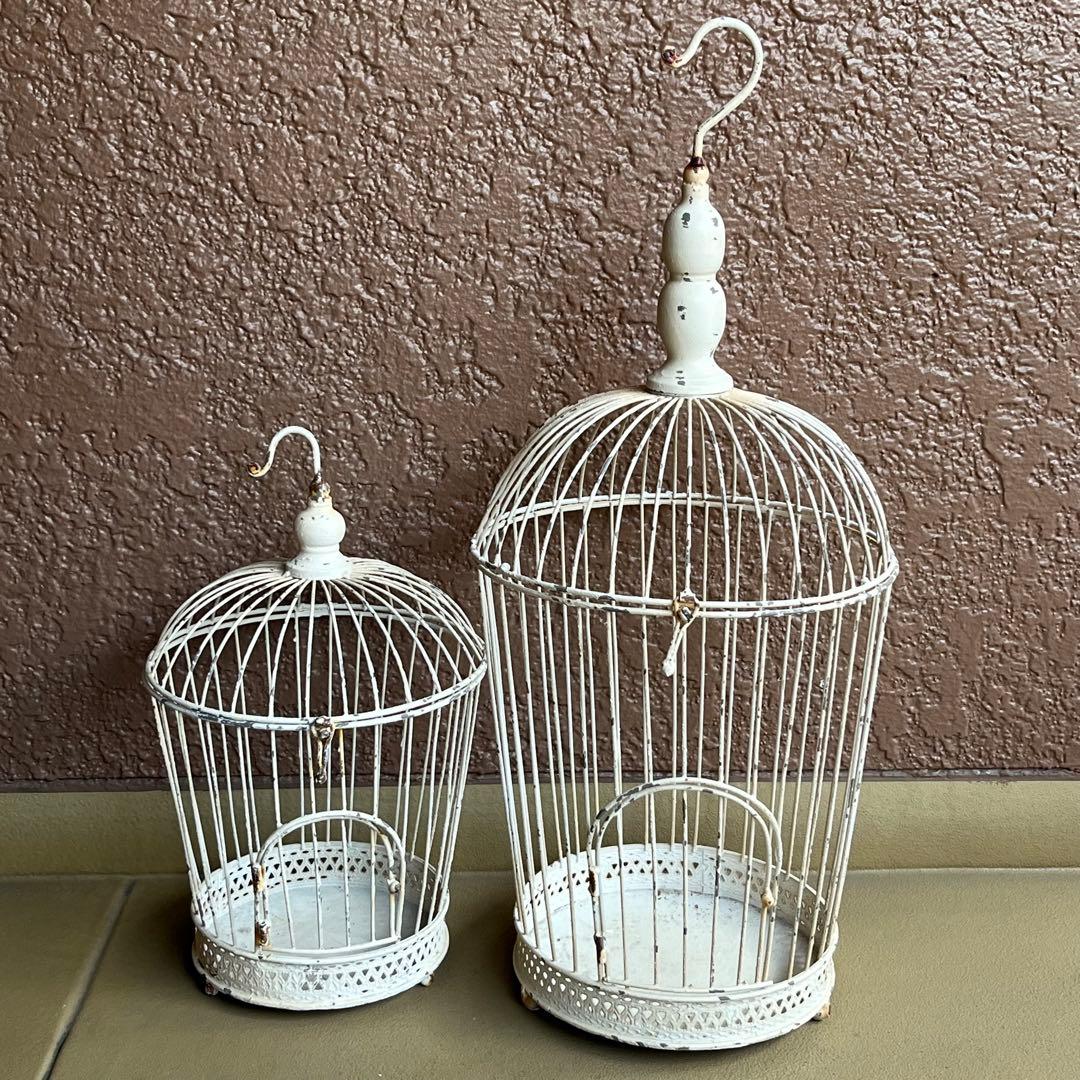 フレンチカントリー　シャビーシック　アンティーク調　バードケージ　鳥籠　大小