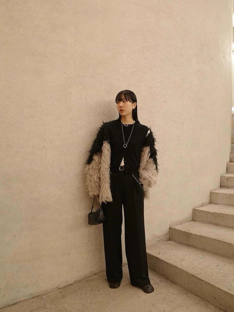 o*7様 最安値 CLANE BI COLOR SHAGGY KNIT CARD