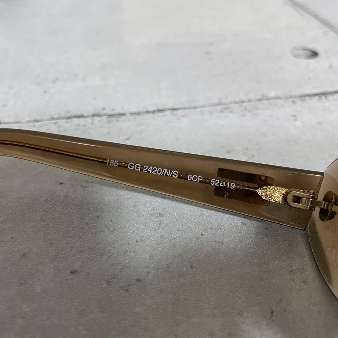 グッチ　Gロゴ　ヴィンテージ　サングラス　オーバル フルリム　クリアブラウン