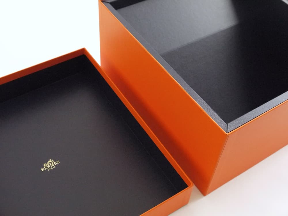 レア！HERMESネイビーボックス空箱 正規品 バーキン25用オレンジボックス