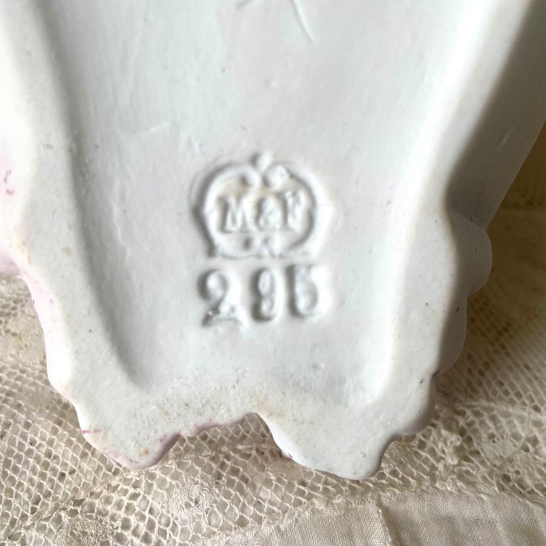 二人の天使の聖水盤　ビスク　フランスアンティーク　ブルーとピンク　エンジェル