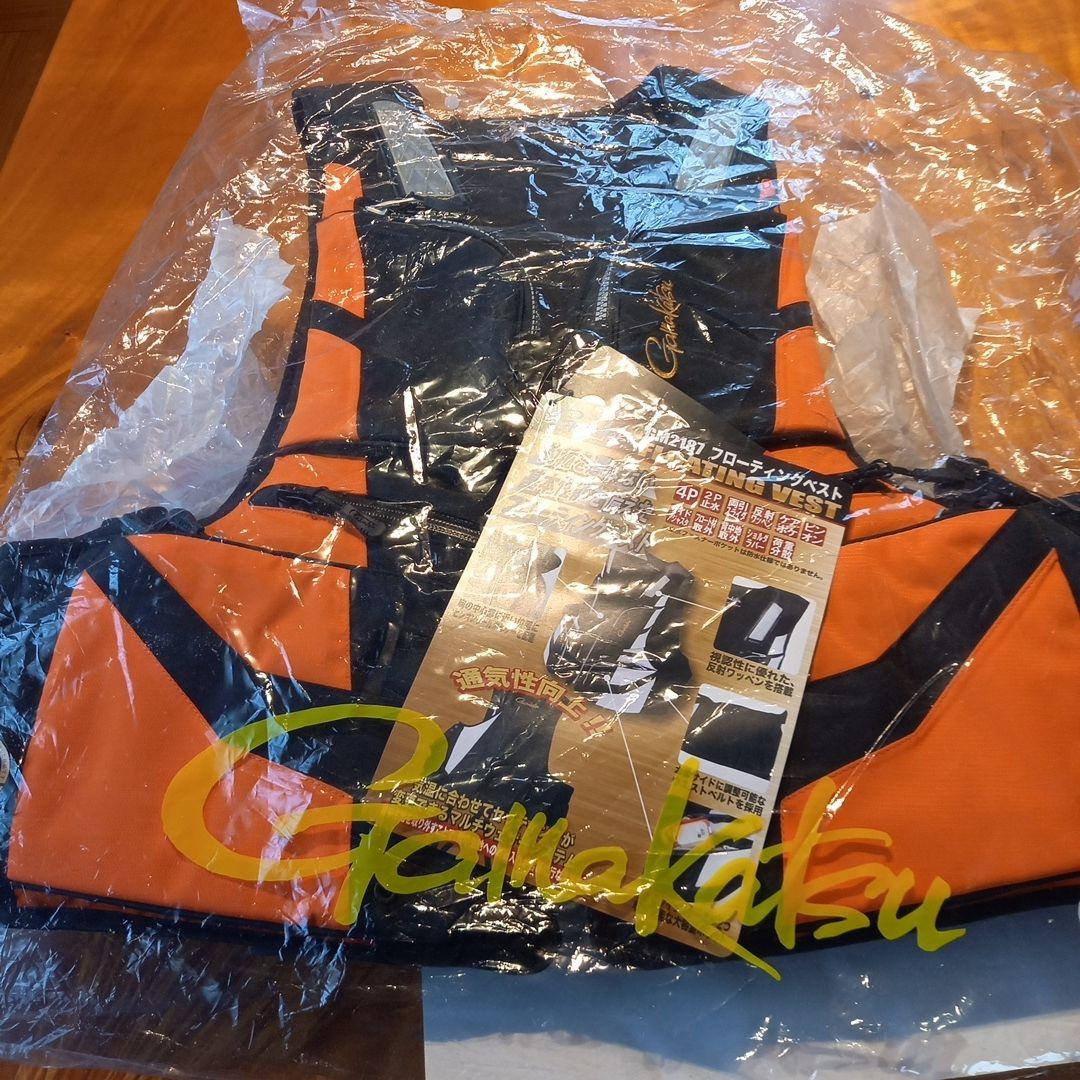 夏の少年、がまかつ GM2181 浮力ベスト オレンジ/ブラック再値下げ。