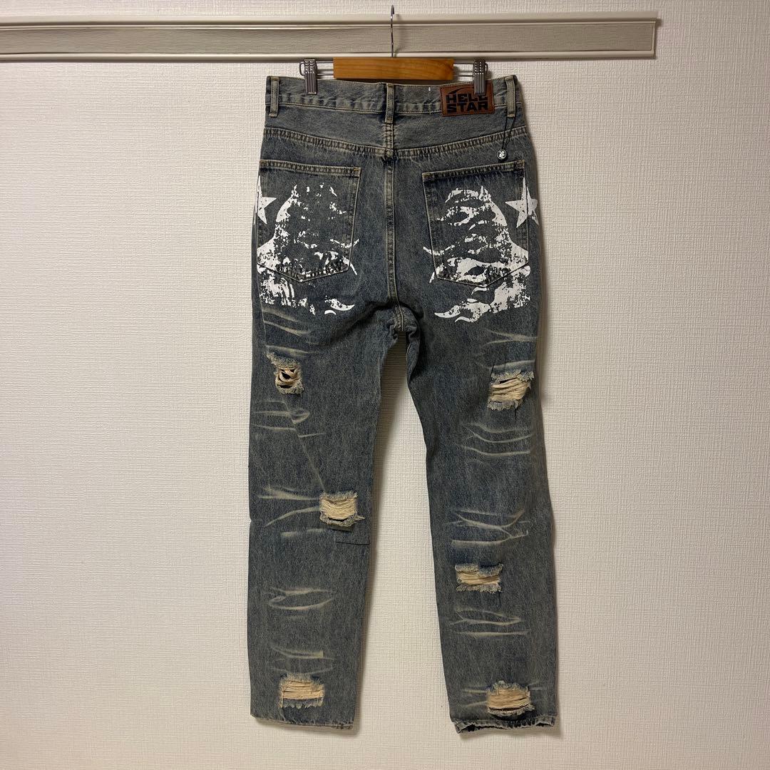 【極美品】 HELLSTAR ダメージ デニムパンツ