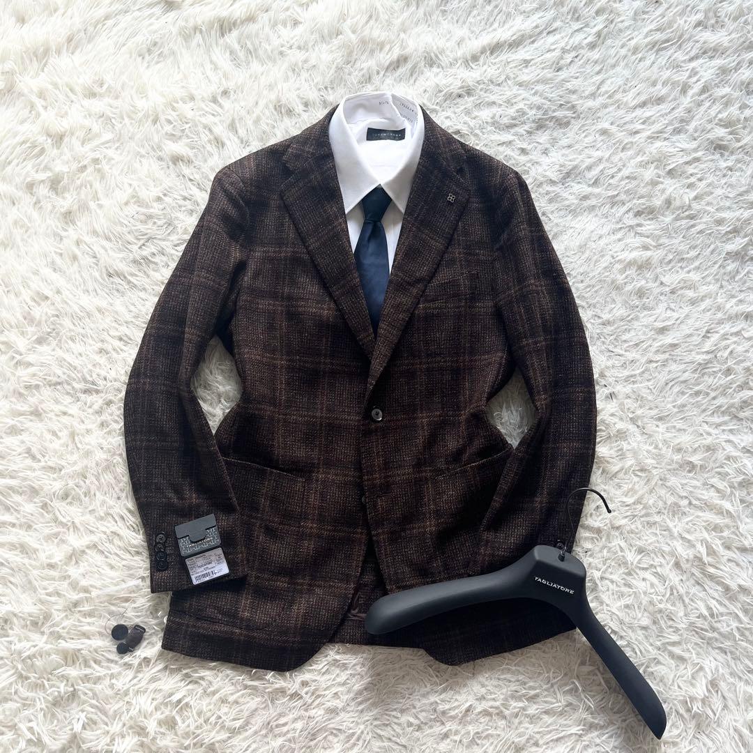 <極美品>TAGLIATORE カシミヤ ウール ブラウン ジャケット 44