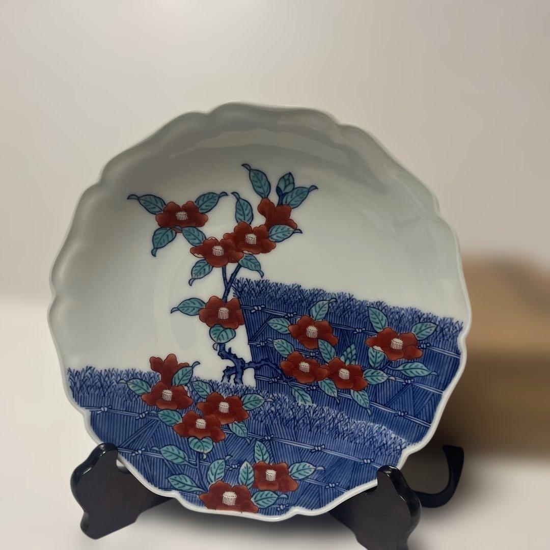 今泉今右衛門　色鍋島　椿　飾皿