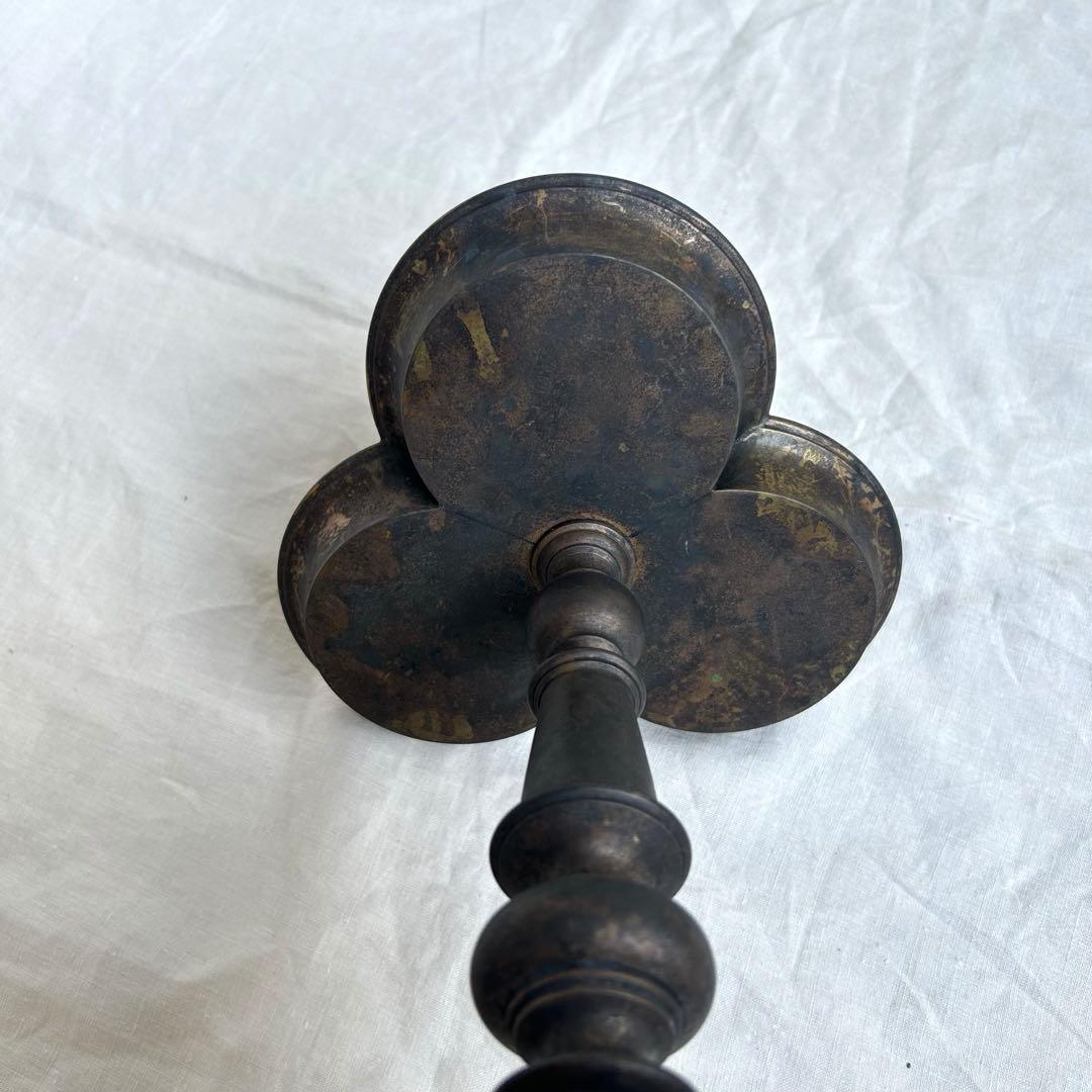 希少　フランスアンティーク 真鍮製 燭台 特大36cm 3つ葉　店舗什器　A