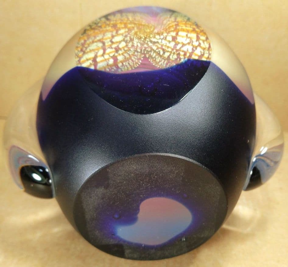 黒木国昭 手吹きガラス花器 銘:夢 共箱 栞 無傷美品 ガラス工芸