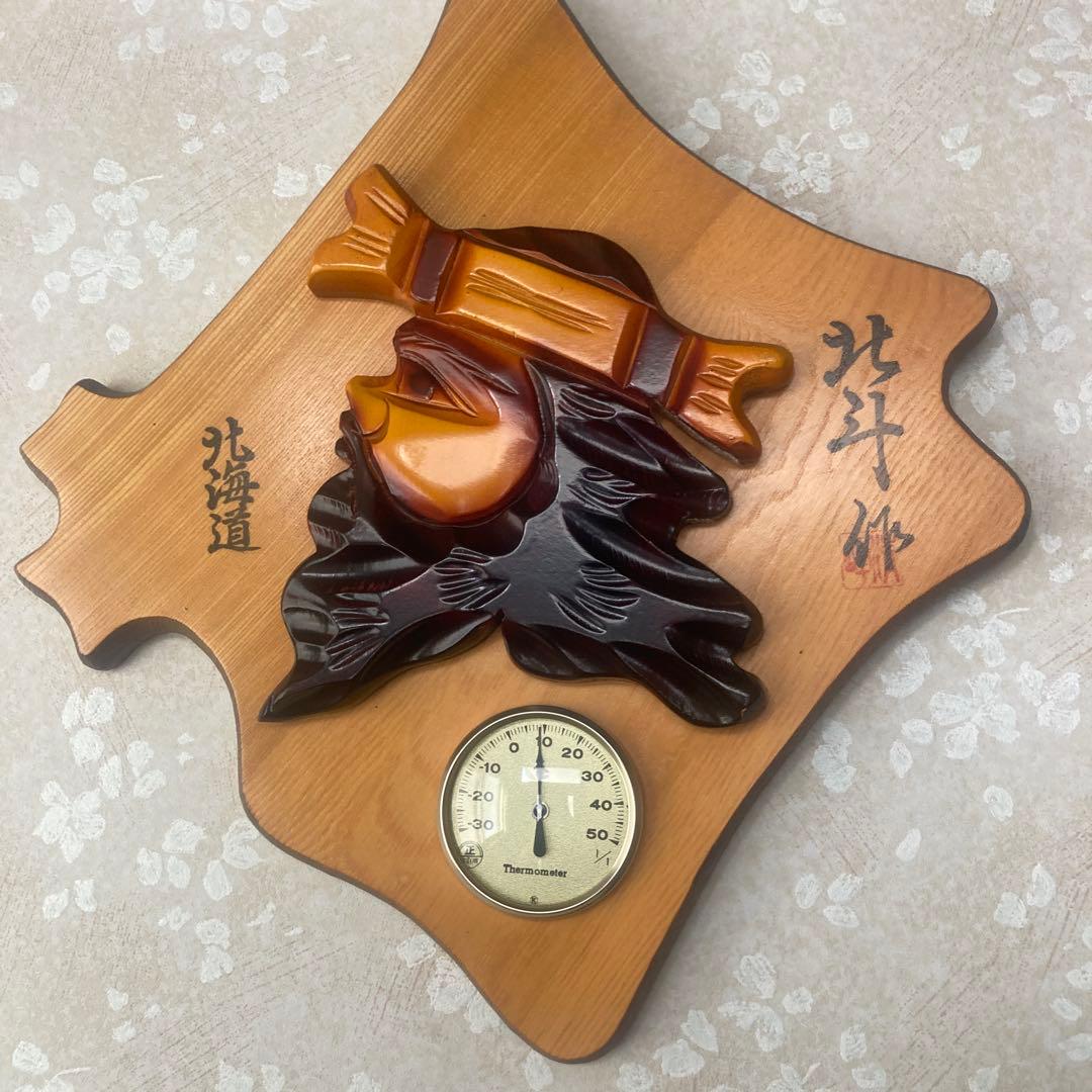 木製忍者彫刻 温度計付き