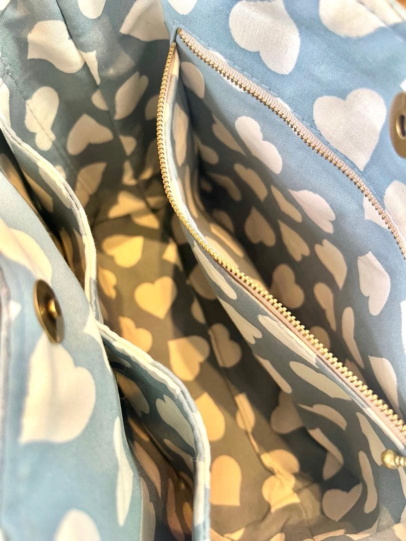 コヤンイサムチョン　レトロハート生地/ラメレース　ふんわりフリルバッグ