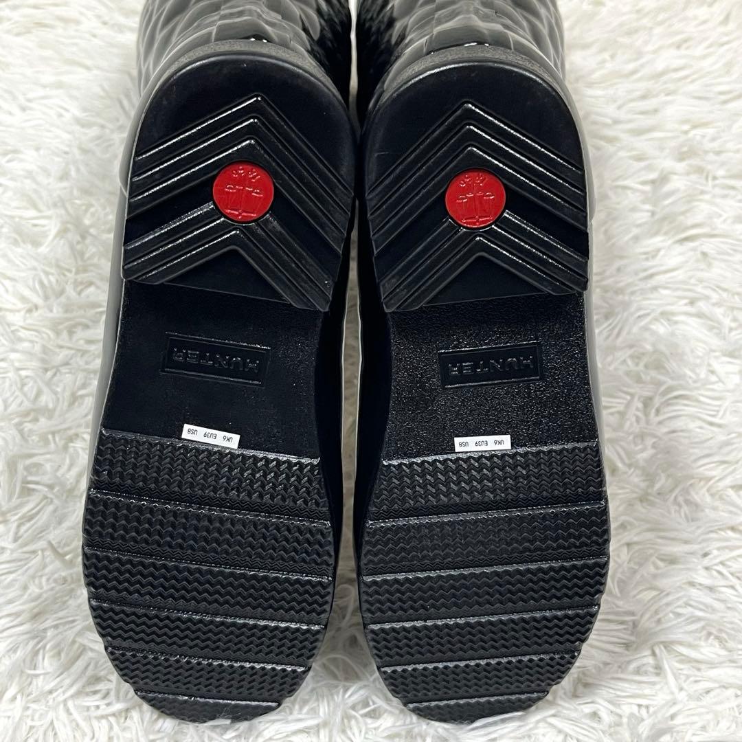 未使用級✨ハンター リファインドグロスキルトトールレインブーツ ブラック25cm