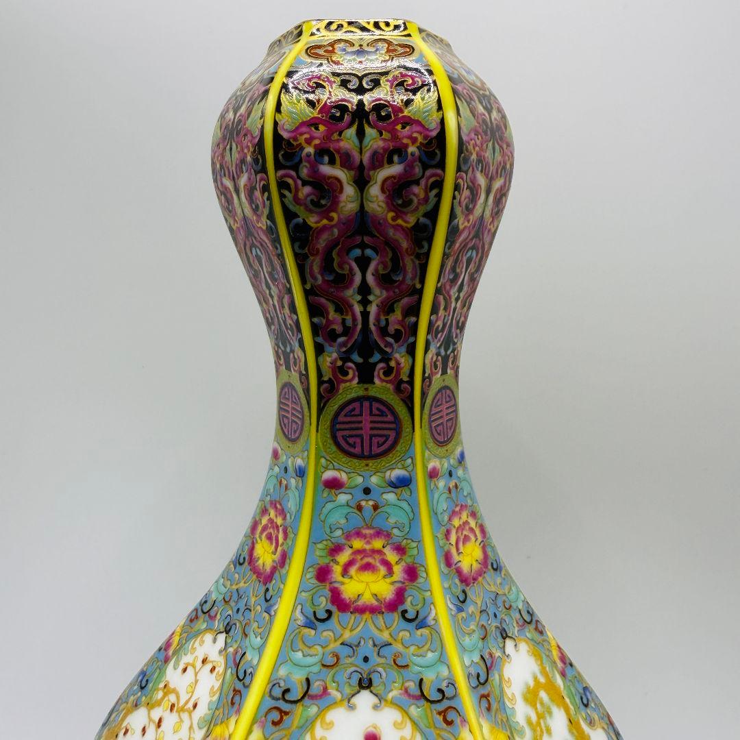 R109 エナメル色蒔絵金花鳥 瓶（かびん）陶磁器 アンティーク