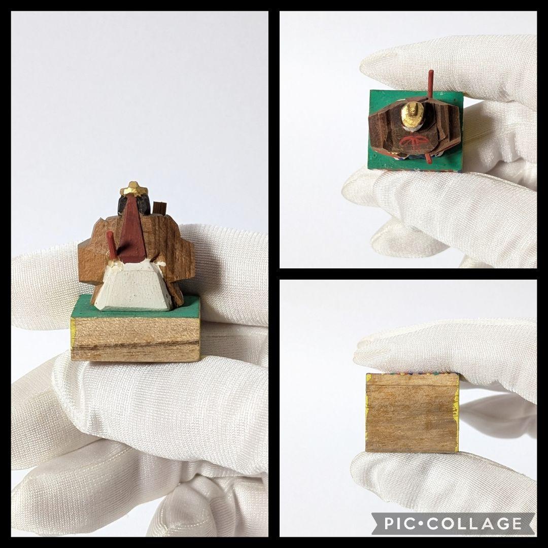 昭和レトロ　奈良一刀彫　豆雛　古作　金彩木彫り彩色　伝統工芸品✨貴重✨かわいい