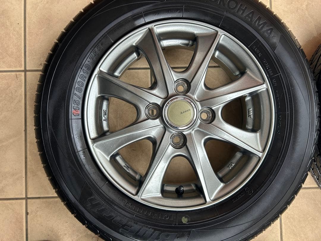 専用品①145/80R13 社外アルミホイール国産バリ山タイヤ4本セット