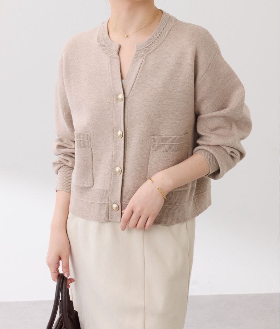 スウェットライク　スキッパーカーディガン