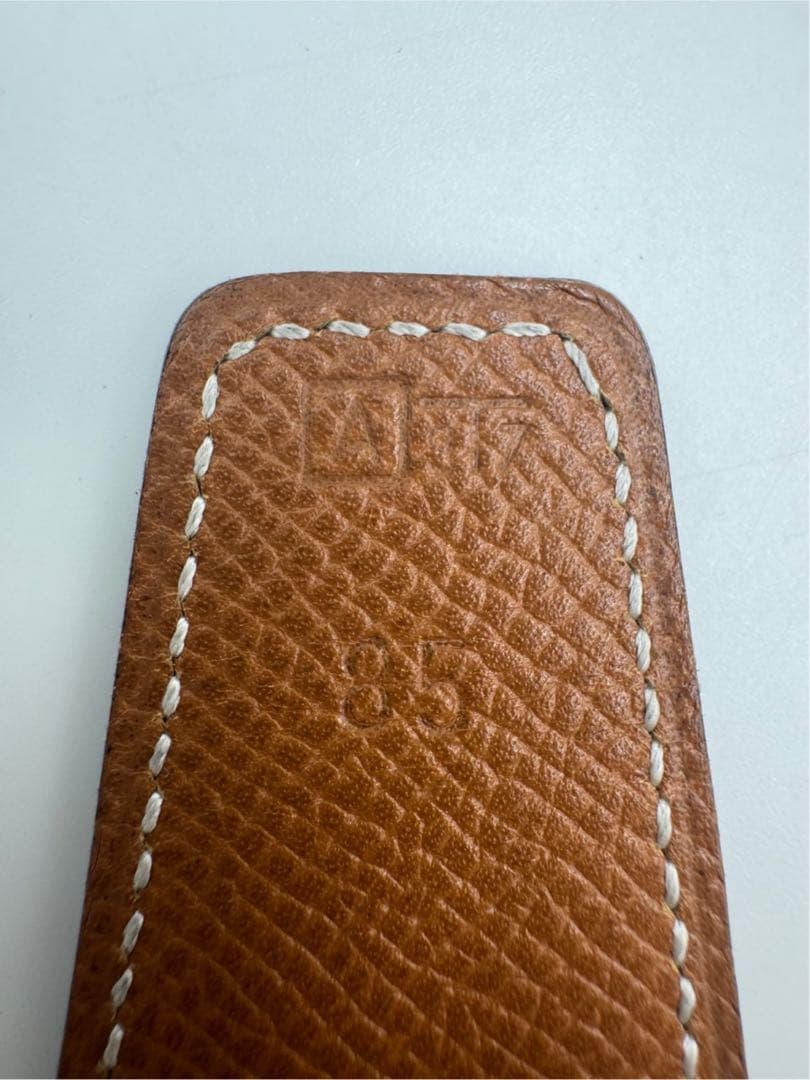 エルメス HERMES ベルト リバーシブル Hロゴ ブラウン×ネイビー　85