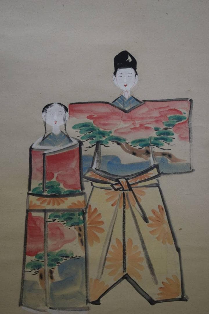 不詳/作者不詳/立雛画賛/杉題箱付/布袋屋掛軸HE-382