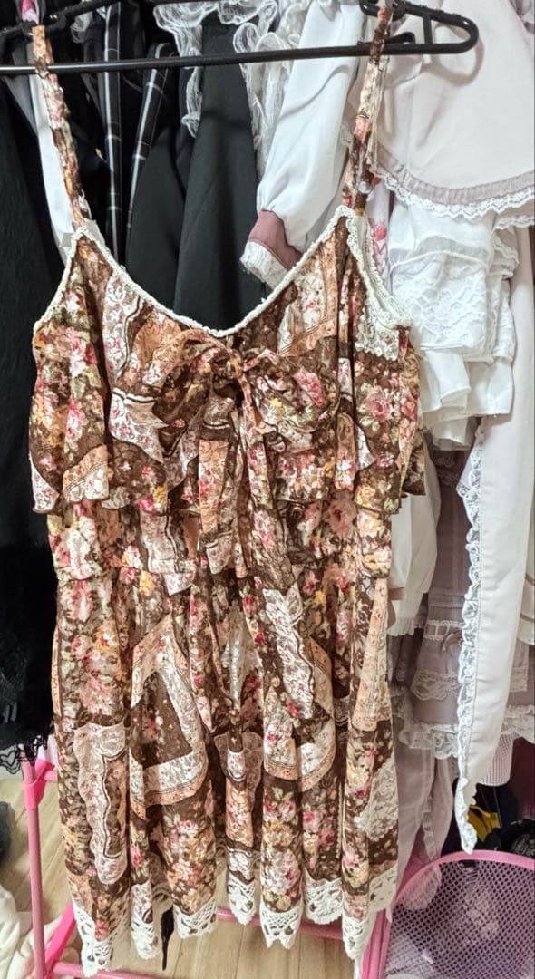 リズリサ ビッグおリボン パッチワーク柄ミニワンピース