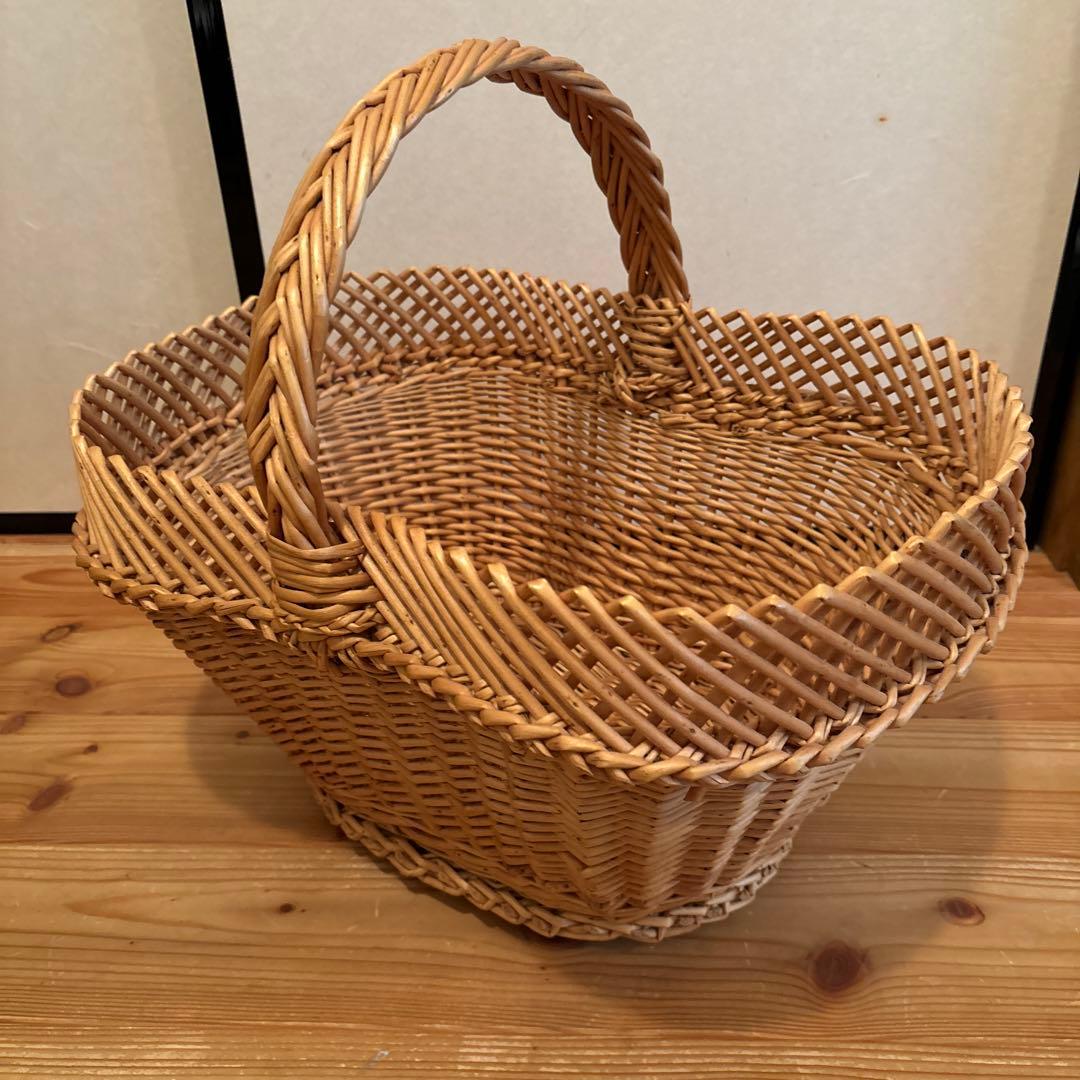 キャトル・セゾン　フランス柳バスケット　パニエ １本手付クロスＳ