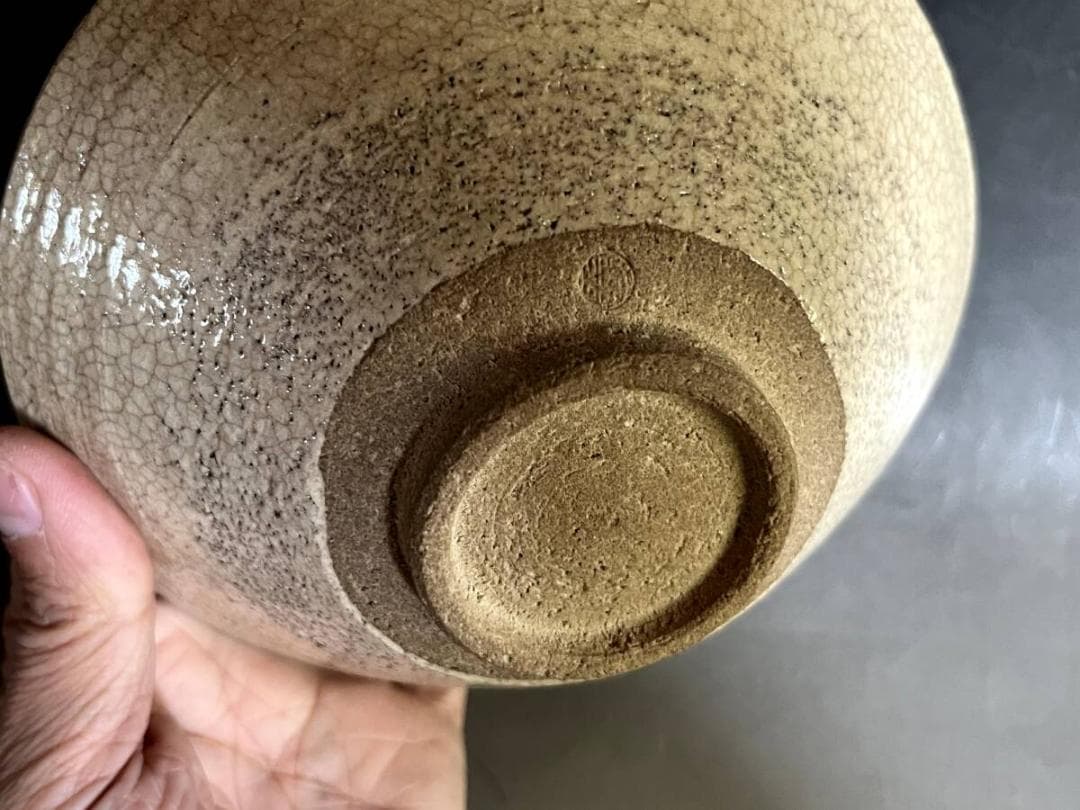 茶碗■唐津 松本鎧山造 平茶碗 粉引 白釉 夏茶碗 抹茶碗 時代物 骨董品■