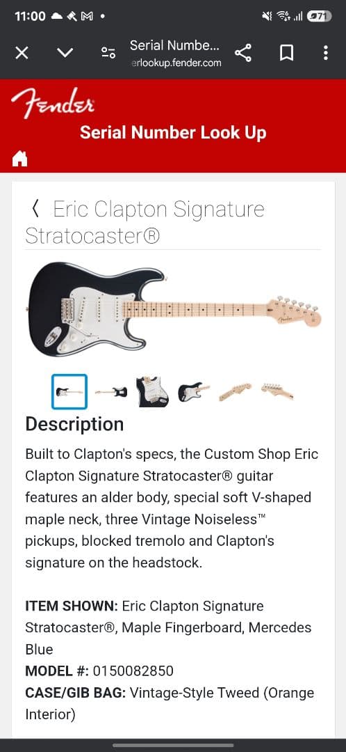 ト*吉様 【Fender CS】Eric Clapton Stratocaste