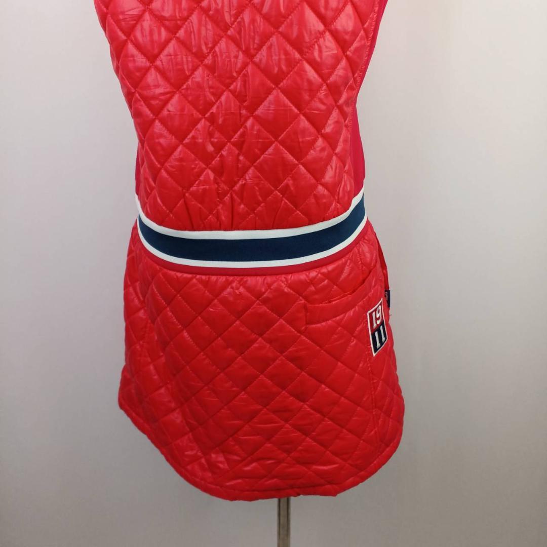 FILA GOLF　キルティングワンピース　M　レッド中綿　ロゴワッペン