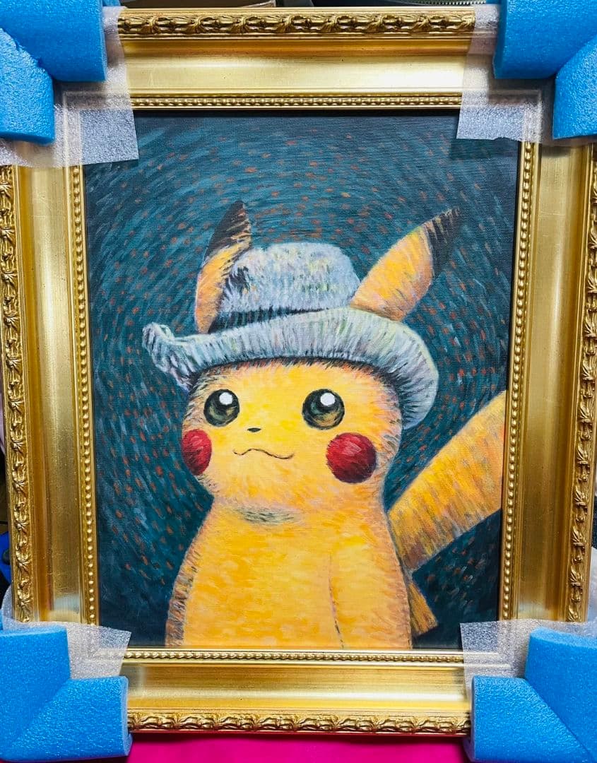レア 超希少 ゴッホピカチュウ　キャンバスアート　金枠　Sサイズ ゴッホ美術館