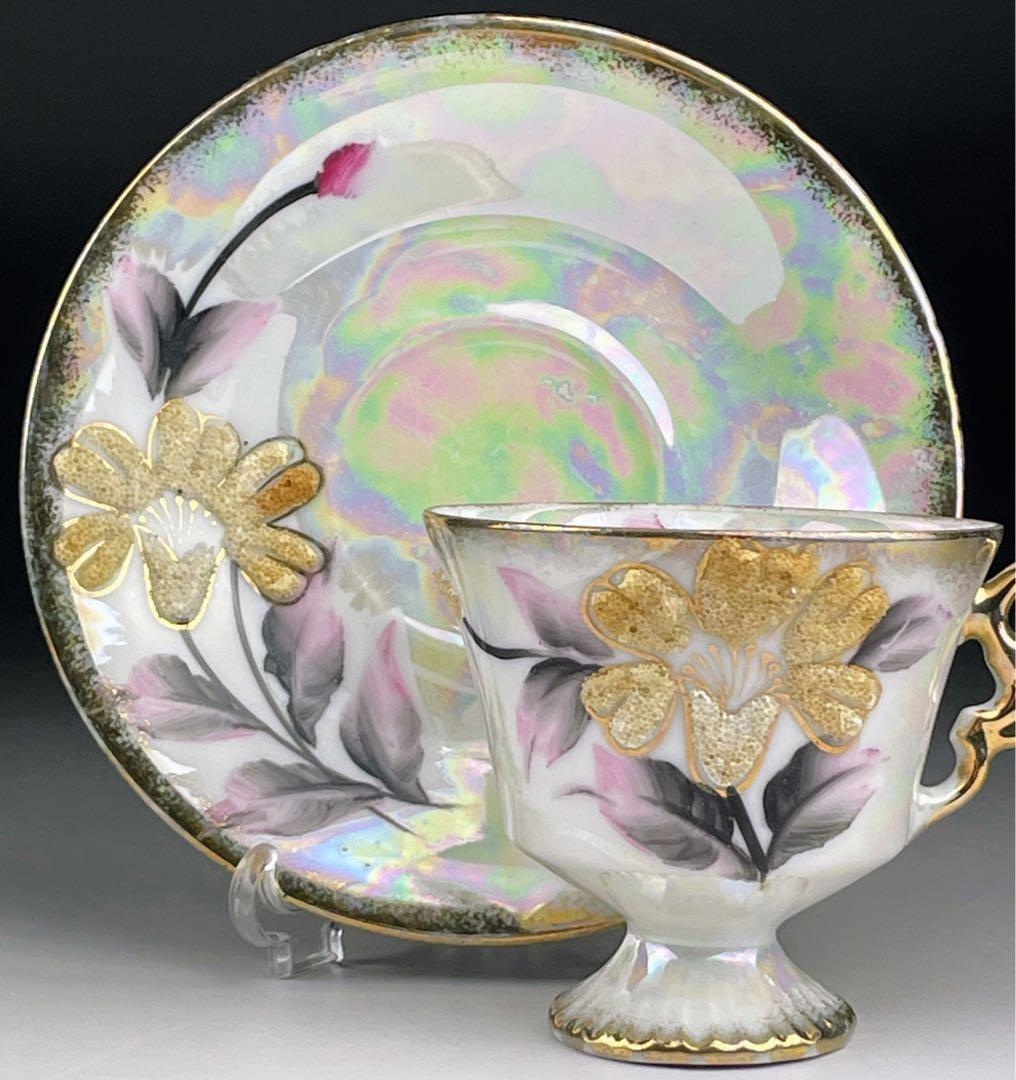 【希少】オールドニッポン コラレン カップ＆ソーサー ラスター ぺディスタル