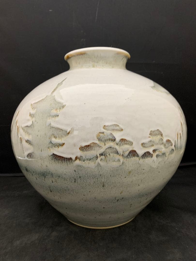 奈良赤膚焼　赤膚山　大塩玉泉　花瓶　壺　花生け　花入　遠州七窯