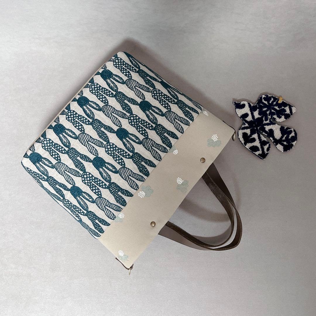 ハンドメイド　ミナペルホネン　きりかえトートバッグ⑅︎◡̈︎* Sサイズ