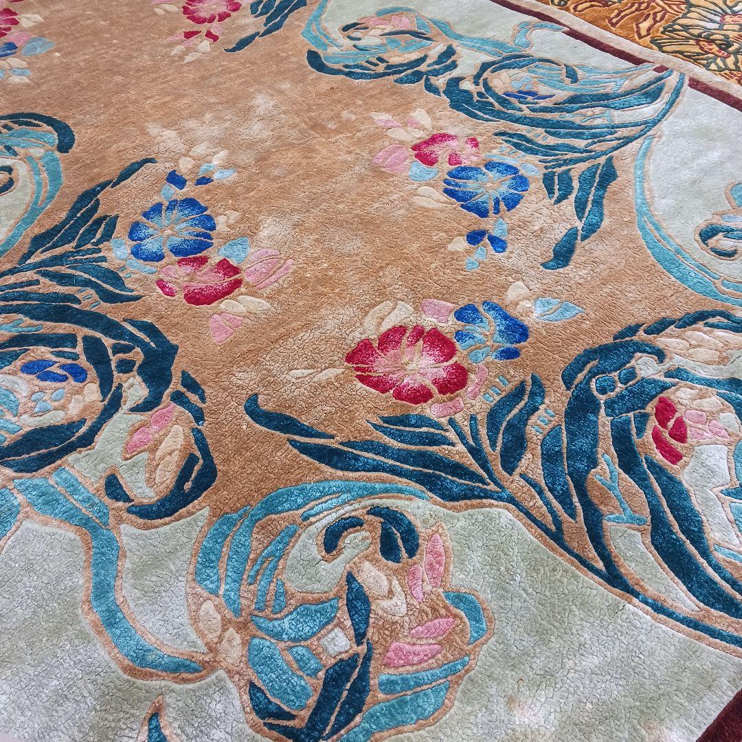 Y3001 中国シルク段通 特大判 245×169㎝ シルク100% 手織り