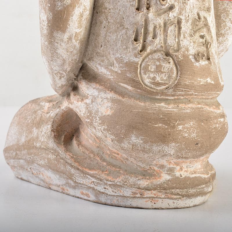 中国　加彩　漢詩刻　人物俑　置物　箱蓋無し　在銘印あり　V　R7237