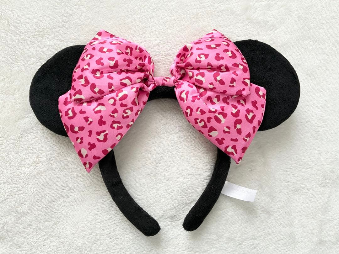 ディズニー　ミニー★ヒョウ柄　カチューシャ★ピンク　レトロ　ヘアバンド